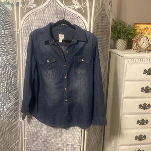 Chicos Blue Jean Shirt Size 2
